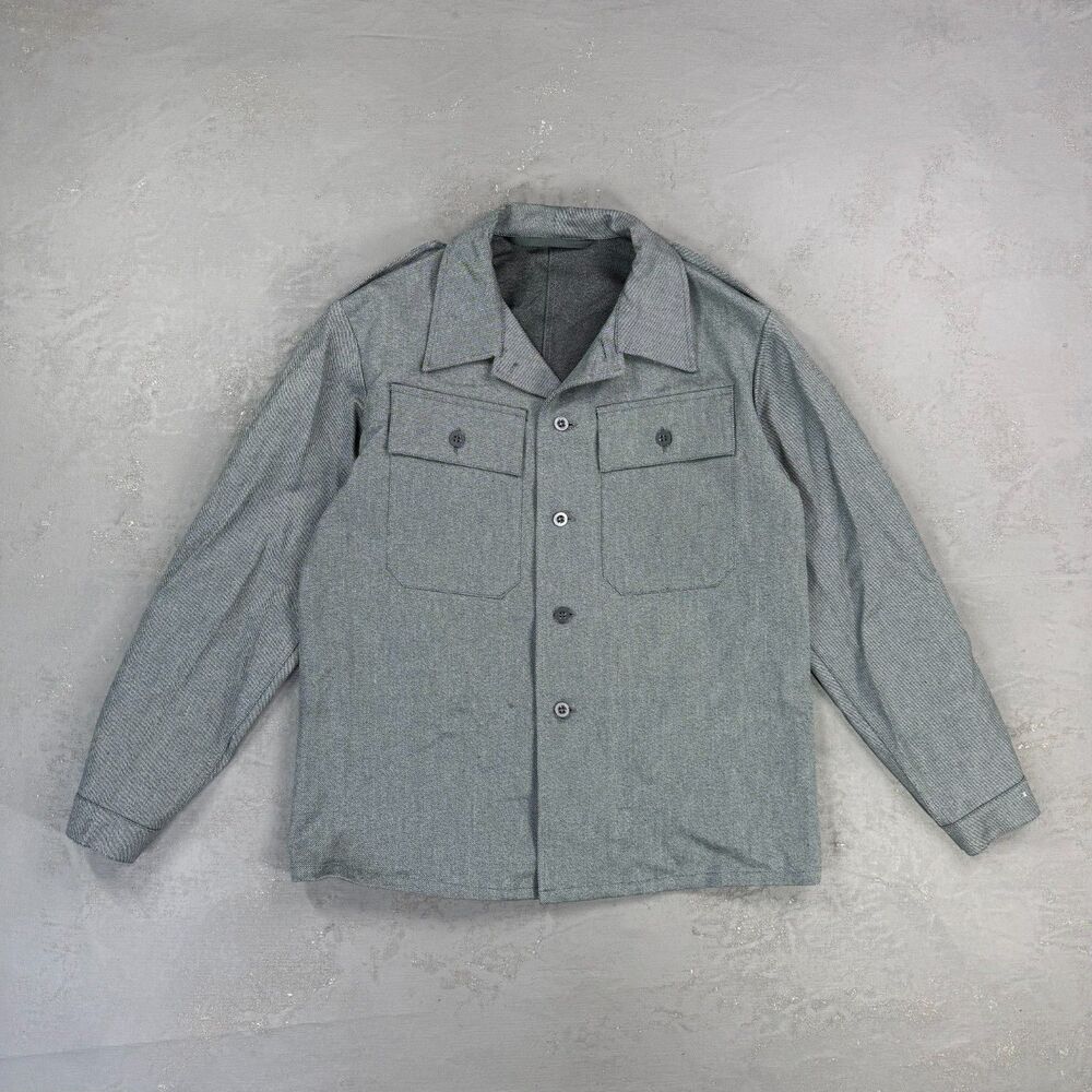 80s-90s Vintage Swiss Military Dark Green-Gray Work Jacket Sz EU 52, Large